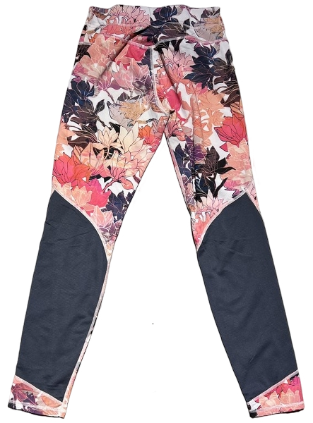 Legging Saumon et Gris Fleuri