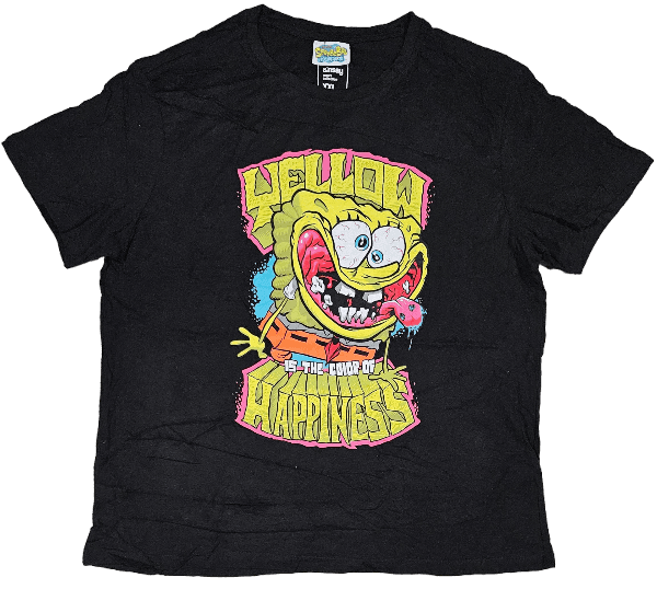 T Shirt Spong Bob Noir Et Jaune