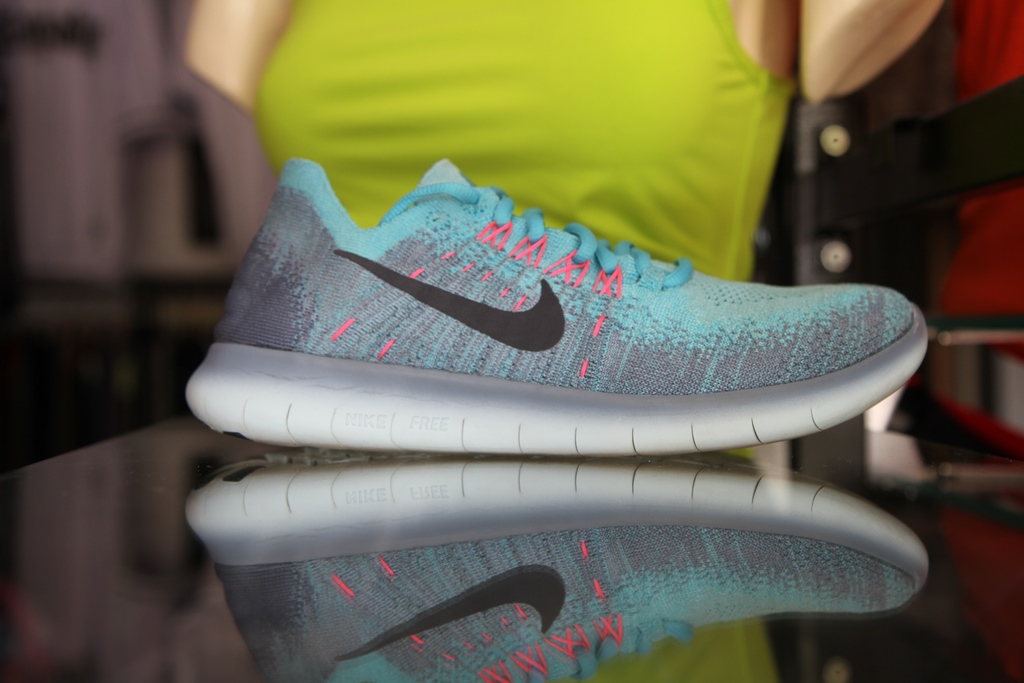 Espadrille Nike Free RN Flyknit 2017 Bleu et Rose