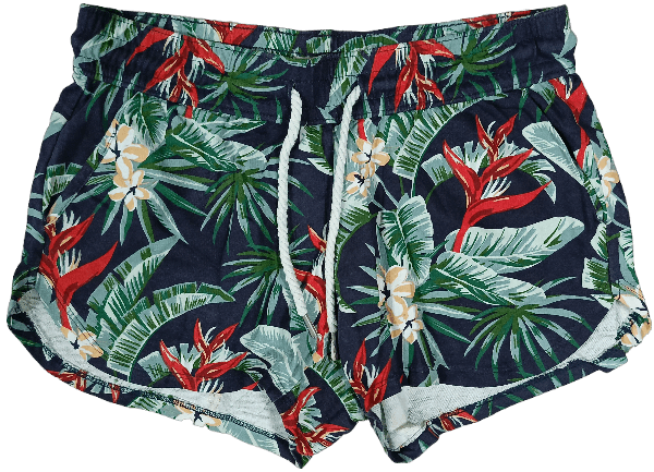 Short Vert Bleu et Rouge Fleurs