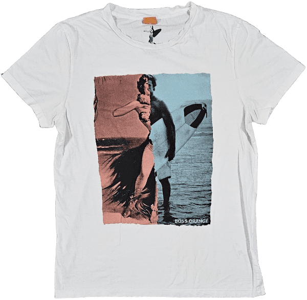 T Shirt Boss Blanc Bleu et Marron