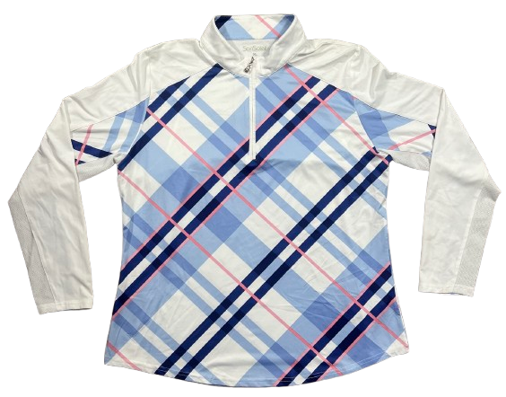 Pull Manches Longues Blanc, Bleu et Rose