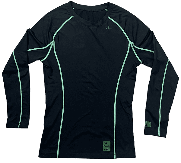 Pull Manches Longues Noir et Vert Compression