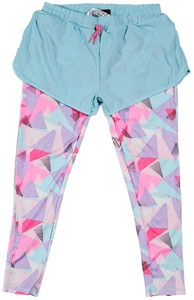 Legging Short Bleu Ciel Rose et Violet