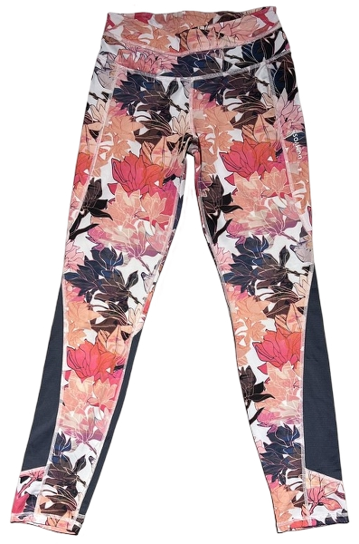 Legging Saumon et Gris Fleuri