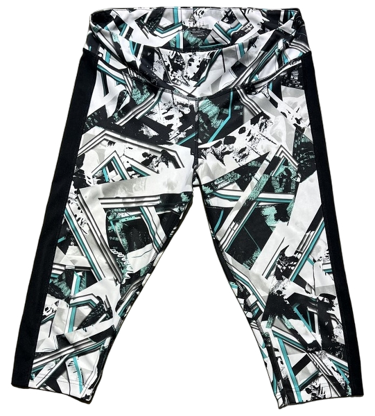 Legging Reebok Blanc, Bleu Turquoise et Noir