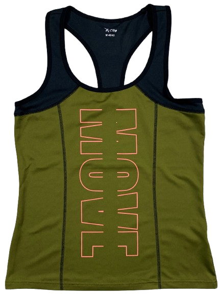 Debardeur Vert Miilitaire Et Saumon "Move"